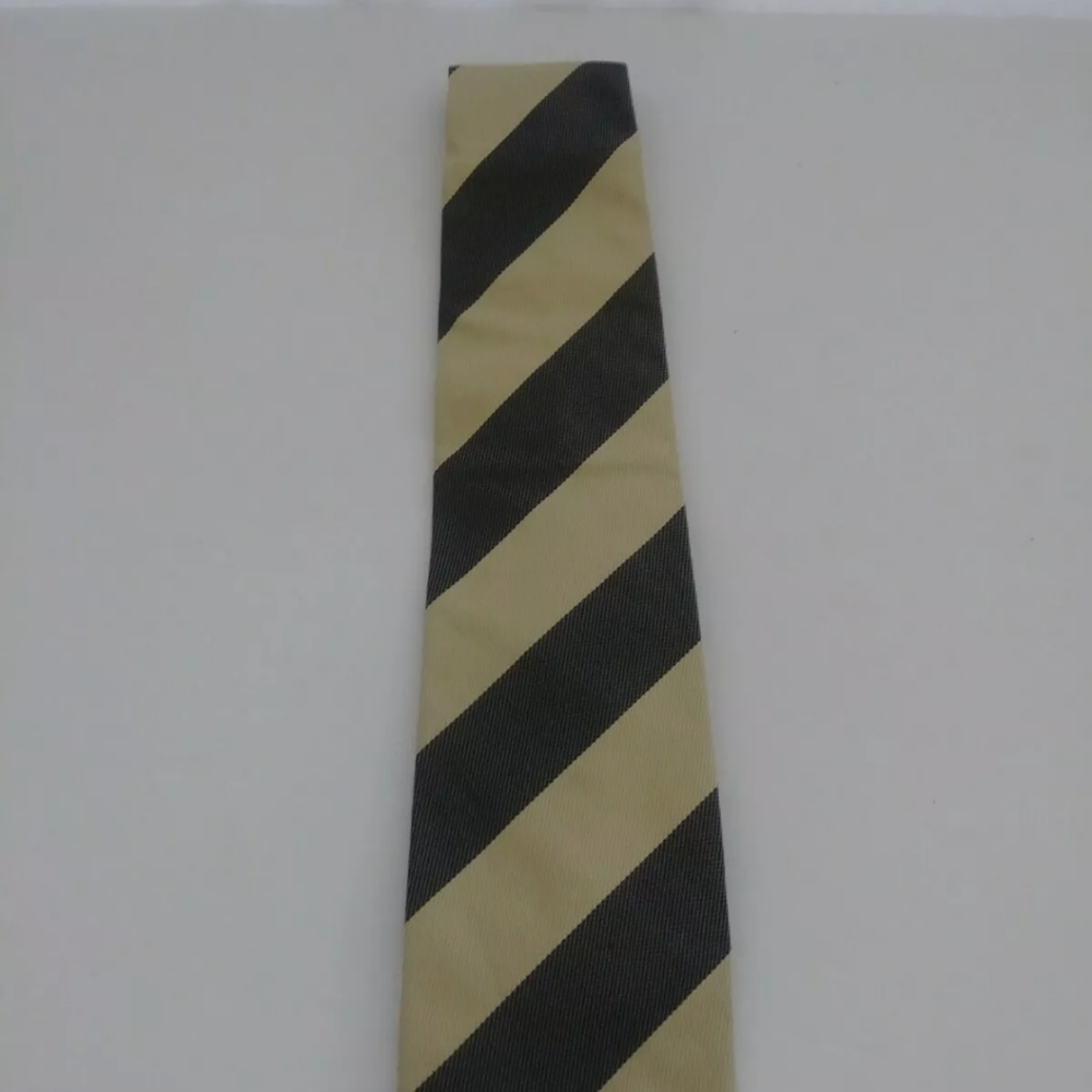 CAMERUCCI Men's Silk Navy and Cream Striped Necktie Made in Italy New